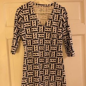 Mahi gold nautical navy and white dress. Size small.